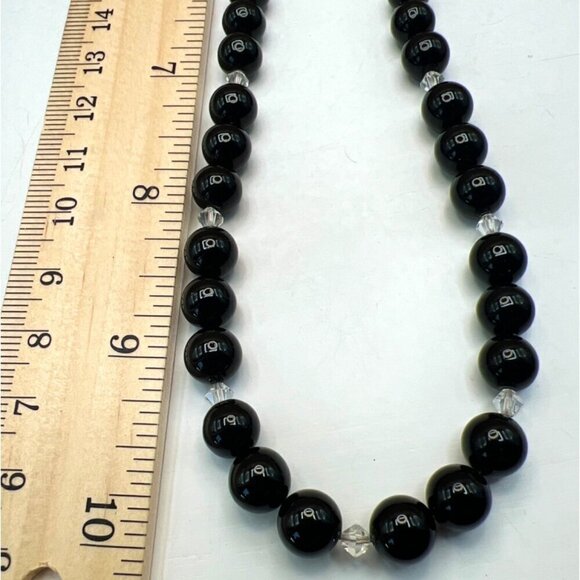 Elegant Black Glass Bead Necklace & Stone Bracelets Set.  C4 - Picture 7 of 13